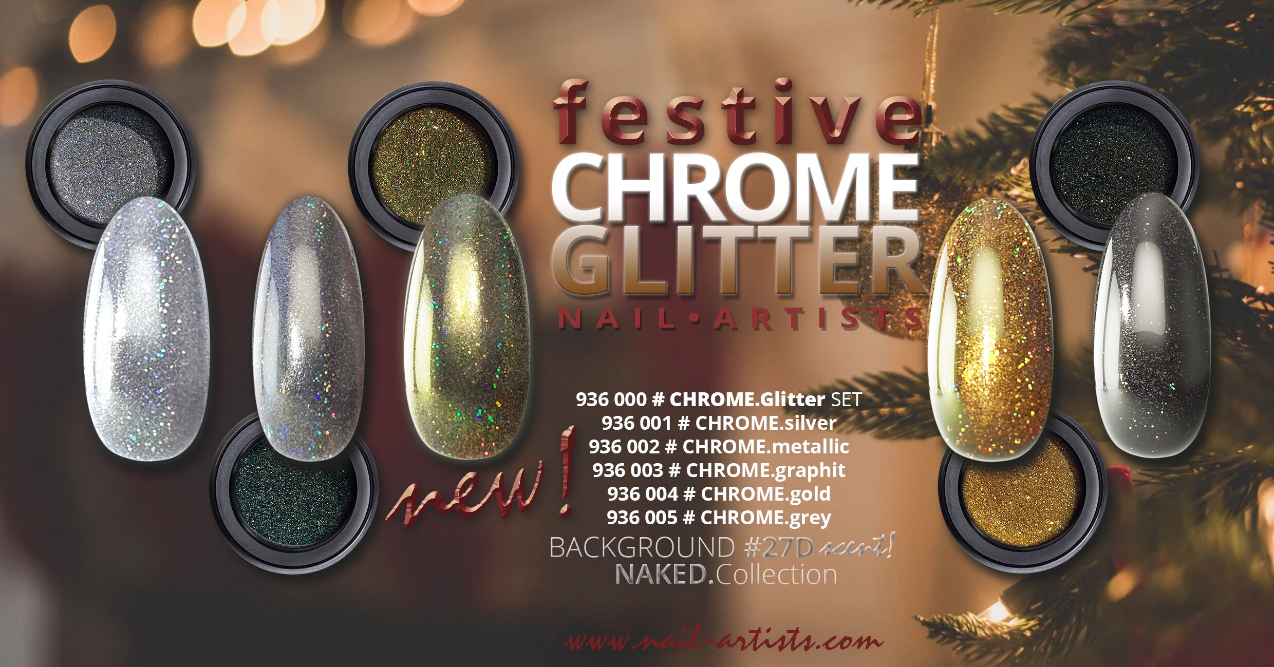 Colección FestiveCHROME Glitter 5 x 3 g. - Imagen 3